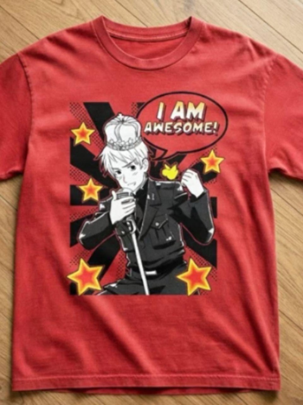 Hetalia Prussia  'I AM AWESOME' Red Anime T-Shirt